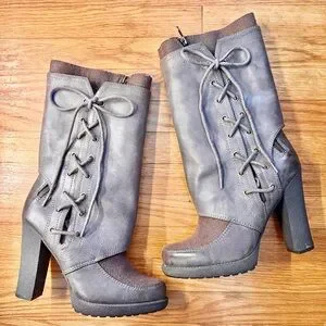 Luxury Rebel 2000’s Leather mini Platform Boot Heels w/ a 4.5in heel